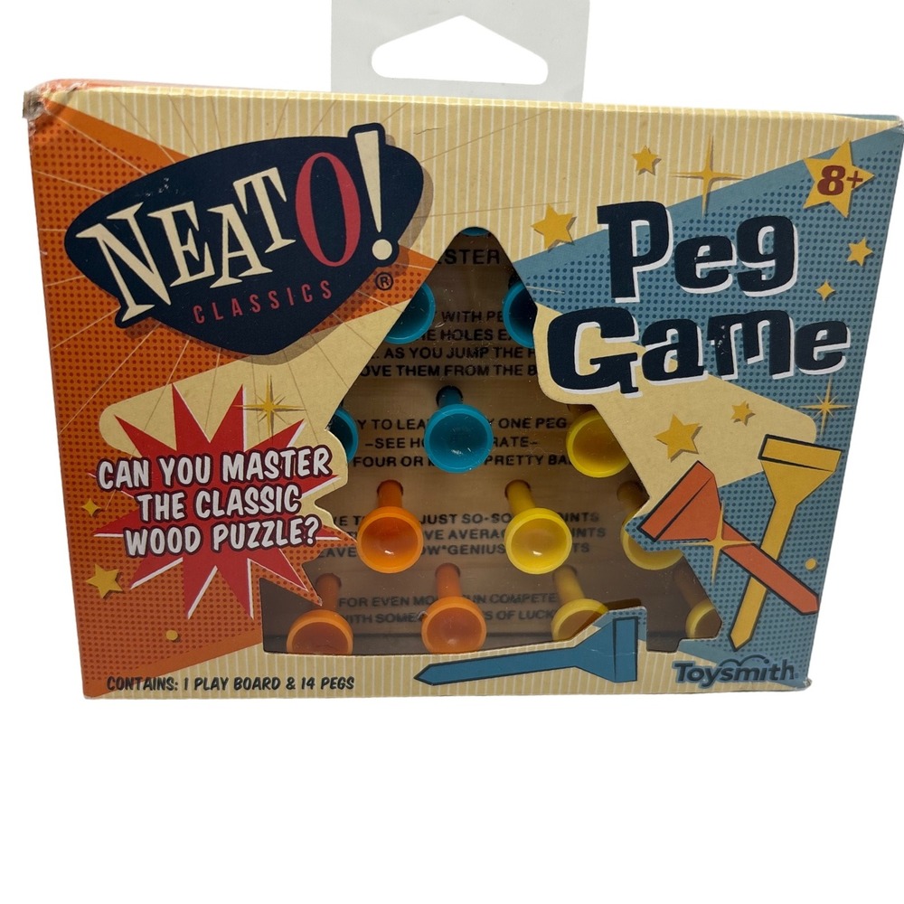 Neato! Classics Peg Game Toyshith Wood Puzzle Brain Teaser Ages 8+ New‎ Travel